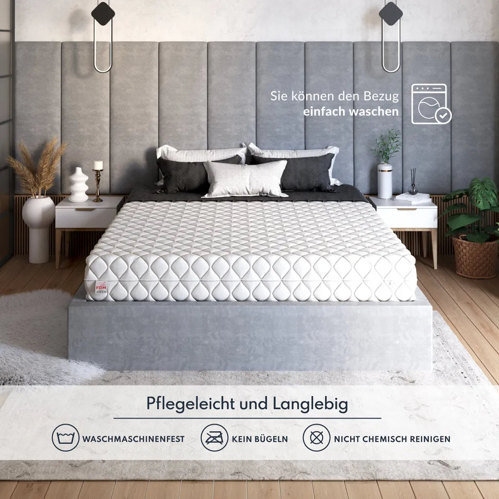 FDM SELECT MAX DOUBLE Kaltschaummatratze 180x200 cm, H3/H4, 7 Zonen, Visco Memory, Allergiker geeignet